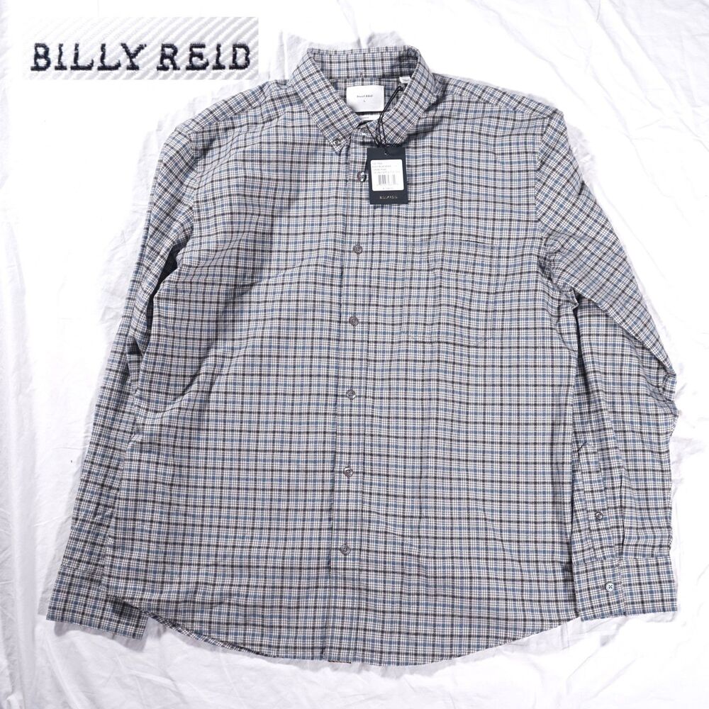 Billy Reid Tuscumbia Shirt Button Down Black Blue Ashes Corded Plaid Mens Large